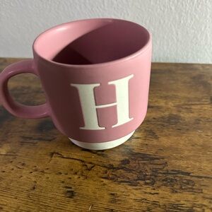Kirklands Pink Mug with White Initial 'H' ✨BEST GIFT IDEA 🎄